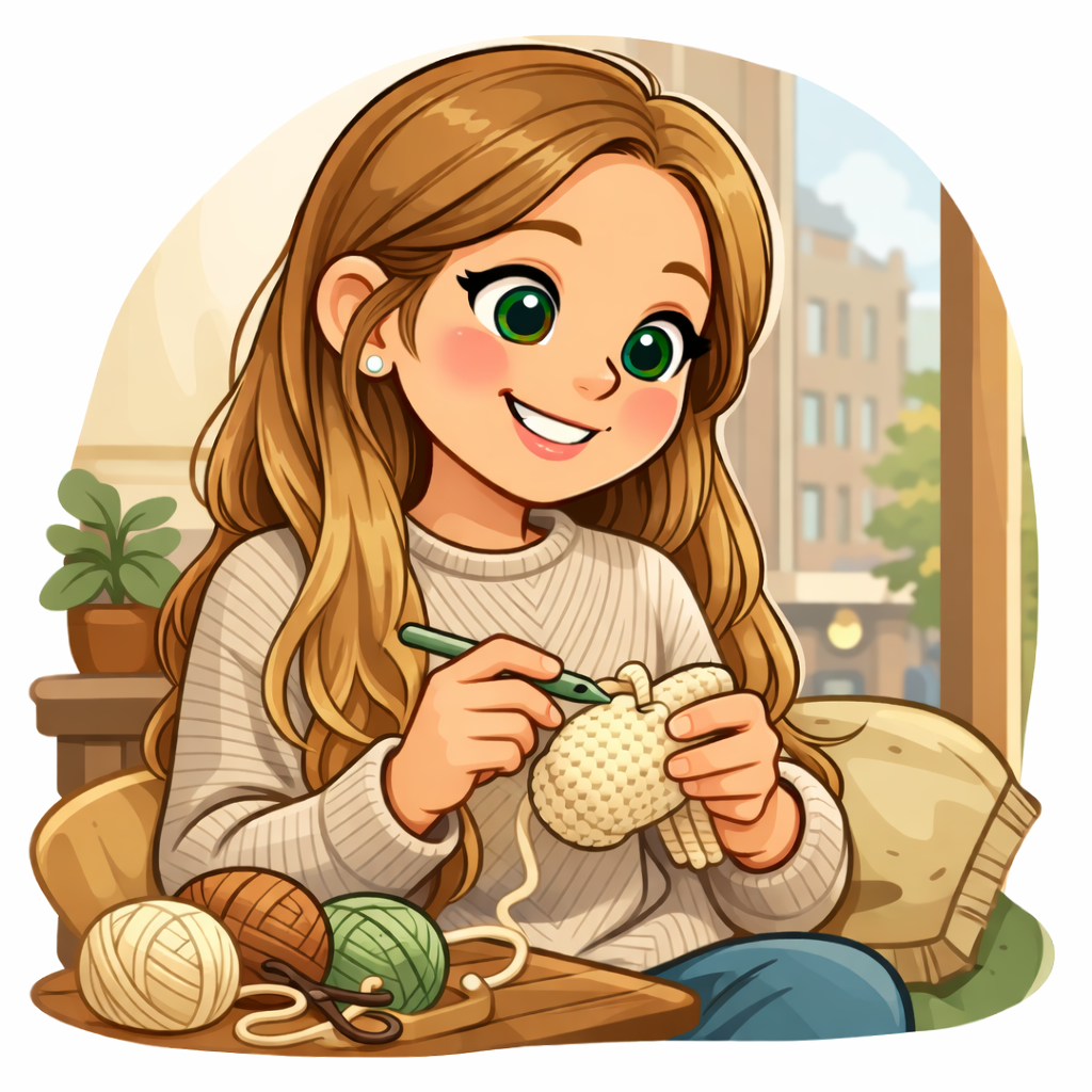 Elena crocheting amigurumis